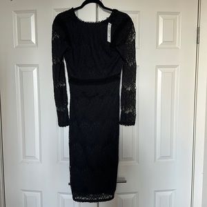 Black Lace Mid Length Dress